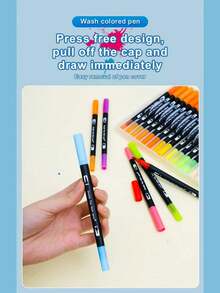 48pcs Dual-Tip Colored Pens Art Marker Set, Suitable For Adult Coloring Books, Christmas Cards, Note-Taking, Sketching, Calligraphy, Journaling - Multicolor - View 4