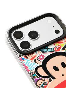 Paul Frank X SHEIN Paul Fr Ank "Sticker Bomb" Graffiti Print Phone Case, Shockproof TPU Protective Shell Compatible With IPhone 14/15/16 Pro Max - Multicolor - View 5