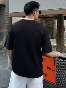 DAZY Men Letter Graphic Drop Shoulder Tee Summer - Black - View 2