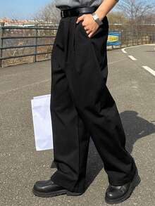 DAZY Pantalones casuales de unicolor para hombres, versátiles para otoño - Negro - Ver 3