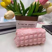 1 件奶油泡芙铅笔袋，学生大容量简易化妆品收纳袋，节日礼物旅行携带方便，可爱多功能收纳袋，铅笔盒，学校化妆包，文具，化妆品，护肤品，口红，刷子，硬币，小物品 - 彩色 - 查看 8