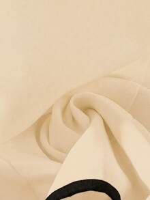 SHEIN Franclia Áo thun nữ dáng ôm, cổ vuông, tay ngắn, phối màu thanh lịch, vạt xòe, thích hợp mặc hàng ngày vào mùa xuân và mùa hè. - Màu be - Xem 7