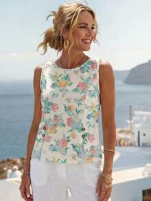 EMERY ROSE Women's Versatile Printed Shirt, Casual For Summer Vacation - Multicolor - View 2