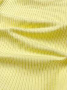 Cozy Pixies Baby Girl Solid Color Soft Knit Round Neck Ruffle Trim Short Sleeve Pullover Top - Mustard Yellow - View 4
