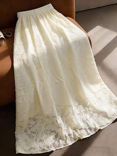 GlowEve CURVE Chân váy nữ cỡ lớn, chất liệu dệt mỏng nhẹ, thanh lịch, thích hợp cho tiệc tùng hoặc công sở, màu mơ.