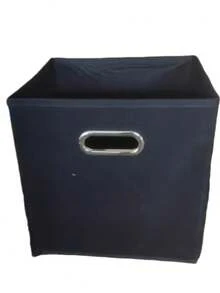 1 pieza Caja de almacenamiento de tela no tejida (sin tapa), cuadrada, con asas de metal, plegable, para almacenamiento y organización de ropa, organización de gabinetes del hogar - Negro - Ver 3