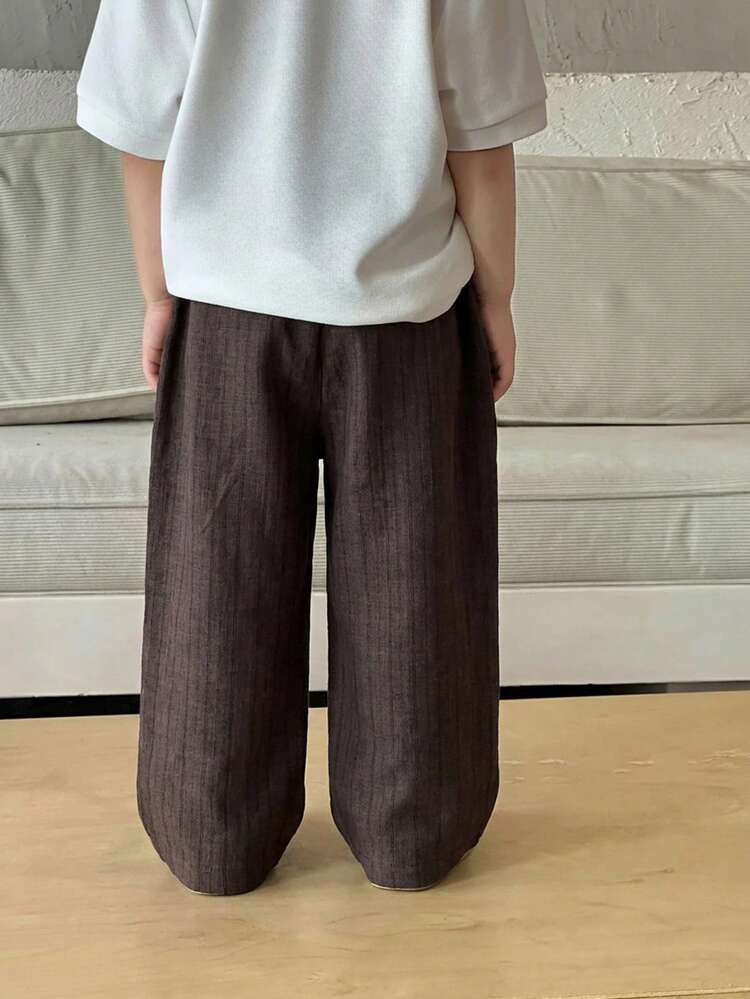 Young Boy's Drawstring Waist Solid Color Casual Versatile Daily Wear Pants