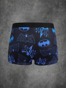 BATMAN X SHEIN 3条装男士平角内裤，聚酰胺面料，轻盈时尚百搭，品牌联名款 - 藍白色 - 查看 6