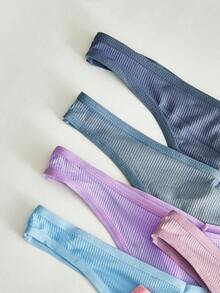 Lowkey Lull 7pcs/Pack Women's Seamless Thong Panties, Casual Daily Wear - Multicolor - View 3