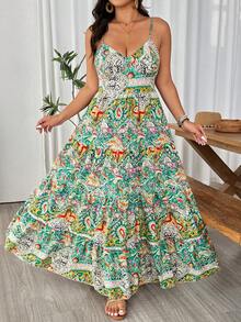 Breezaya Plus Size Solid Color Ruffle Hemline Backless Spaghetti Strap Sleeveless Dress For New Year Clothes, For Thanksgiving Maxi Women Outfit - Multicolor - View 4