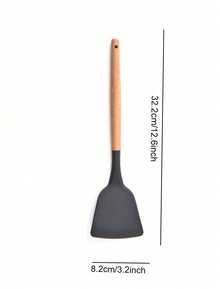 Madebyblanc Silicone Cookware Set, 12 Large Heat-Resistant Kitchen Utensils, Turner Pliers, Spatula, Spoon, Wooden Handle Kitchen Small Tool, With Anti Stick Cookware Holder - Dark Grey - View 14