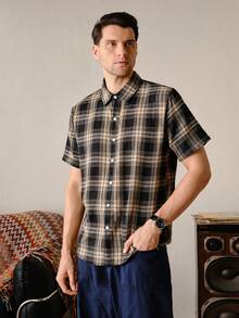 Camisa a cuadros de corte recto para hombre sin camiseta Old Money - Multicolor - Ver 8