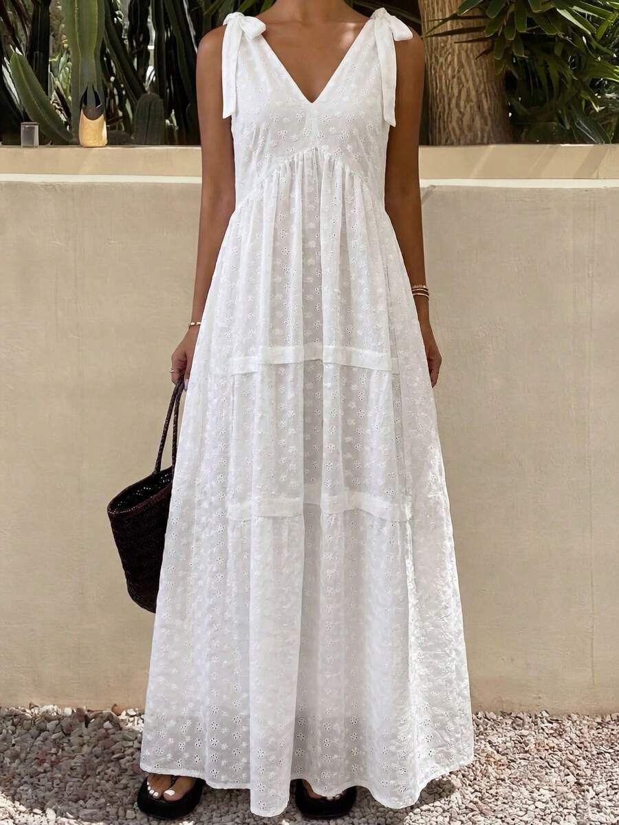 DAZY Đầm dài trắng dành cho nữ, kiểu dáng nghỉ mát, thích hợp cho mùa xuân/hè. - Pearl White - Xem 1