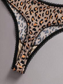EmpressEnvy 5-Pack Plus Size Leopard Print Thong Panties, Casual Collection ClassicAnimalPrint - Multicolor - View 5