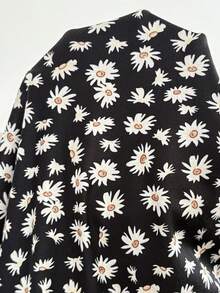 Plussiva Plus Size Maternity Floral Print High Slit Sleeveless Dress - Black - View 7