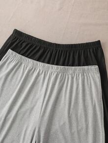 EverLounge 2pcs Men's Basic Casual Loose Comfortable Black & Gray Short Sleeve Shorts Pajama Set (Includes 2 Tops And 2 Bottoms) - Multicolor - View 3