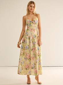 CielaLinda Đầm maxi in hoa cho nữ, đầm đi nghỉ mát, đầm thắt nút. - Nhiều màu - Xem 3