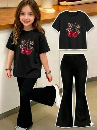 Conjunto playera y pantalón con estampado, ligero y fresco