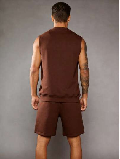 Conjunto de 2 piezas, tank y short, diseño sin mangas, cuello redondo, para hombre, gran calidad, suave, con cordón ajustable en la cintura, cómodo, ligero, con bolsas a los lados, para uso diario, para día y noche, vacaciones, básico, primavera, verano, otoño, invierno, fresco, a la moda. para hacer ejercicio, formal, elástico ligero, para citas, en pareja, viaje