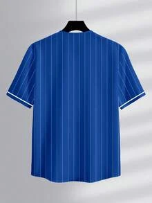 Aesthetic Post Men's Short Sleeve Striped Front Button Casual Shirt, Summer - Multicolor - View 2