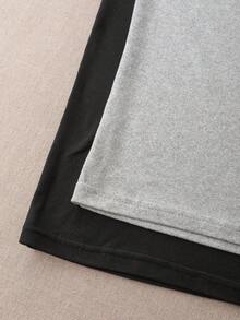 EverLounge 2pcs Men's Basic Casual Loose Comfortable Black & Gray Short Sleeve Shorts Pajama Set (Includes 2 Tops And 2 Bottoms) - Multicolor - View 7
