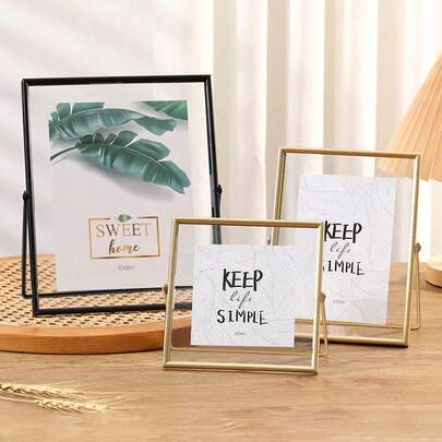 1个黑色金属相框亚克力悬浮照片架，现代装饰相框，生日毕业礼物