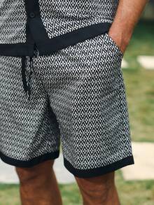 VENTUSAIL Conjunto de camisa de manga corta con cuello de solapa y estampado total y pantalones cortos con cordón en la cintura para hombre, ideal para vacaciones de verano en la playa - Multicolor - Ver 3