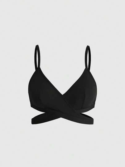 ROMWE Goth 女士哥特式极简舒适交叉下摆文胸