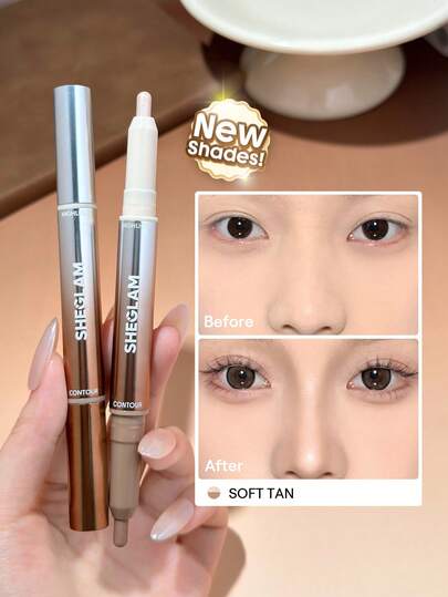 SHEGLAM Fine Line 2-In-1 코 컨투어 & 하이라이트 펜 05 Soft Tan 브랜드 뷰티 메이크업 화장품 여성과 소녀를 위한 완벽한 여름 봄 이상적인 Y2K 화려한 패션 생일 어머니의 날 기프트 파티 준비 완료 최고 색상