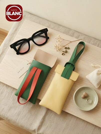 Madebyblanc 1 Túi đựng kính du lịch nhẹ, chống bụi, thời trang, unisex, thích hợp cho nam và nữ, dùng hàng ngày, có lớp lót mềm bảo vệ, có thể gấp gọn, kiểu dáng đơn giản, sáng tạo, phối màu tương phản, phong cách Nhật Bản, phụ kiện cần thiết.