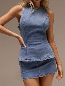 SHEIN Forever 21 海灘度假 夏季文藝復興市集鄉村音樂會 Y2K 畢業外出上衣 音樂節 機場 復活節 波希米亞風 藍色夏季上衣 母親節 畢業 - 藍色 - 查看 2