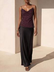 Zivah 2026 Modern Commute Unique Minimalist Style Pleated Sheer Camisole Top - Red and Black - View 4