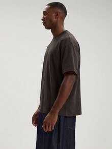 Musero Oversized Short Sleeve Crew Neck "NO WASTED POTENTIAL" Graphic Print T-Shirt Autumn Winter Streetstyle - Brown - View 3