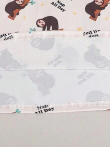 女童可爱绵羊图案舒适两件套圆领短袖长款睡衣家居服 - 杏色 - 查看 5