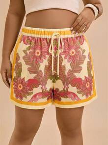 Travachic Plus Size Loose High Waist Chiffon Shorts For Women, Summer - Mustard Yellow - View 4