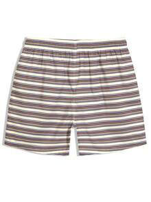 Azuldrift Men's Holiday Letter & Striped Drawstring Waist Beach Shorts - Khaki - View 3