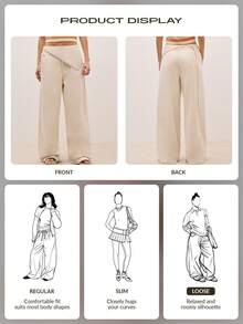 Nöista 中腰阔腿裤，配有围巾式裹身设计，饰有铆钉，侧边系带。适合春季、夏季、音乐节、海滩穿着。 - 白色 - 查看 12