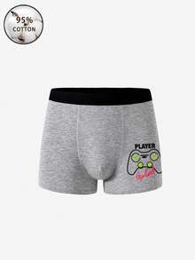 5条装 男士“游戏开始！”彩色游戏机图案纯棉平角内裤 - 彩色 - 查看 4