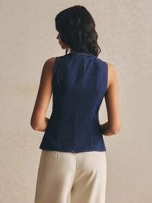 Áo croptop denim không tay thời trang dành cho nữ - Rửa trung bình - Xem 2