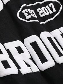 DAZY Men Letter Graphic Drop Shoulder Tee Summer - Black - View 3