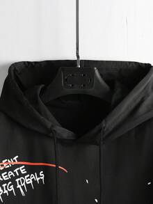 Manfinity Homme Men's Loose Casual Street Graffiti Black T-Shirt - Black - View 5