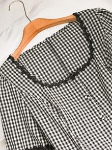 CosyJoli 大码女式短袖衬衫，休闲女士春夏上衣，配套服装 - 黑與白 - 查看 5