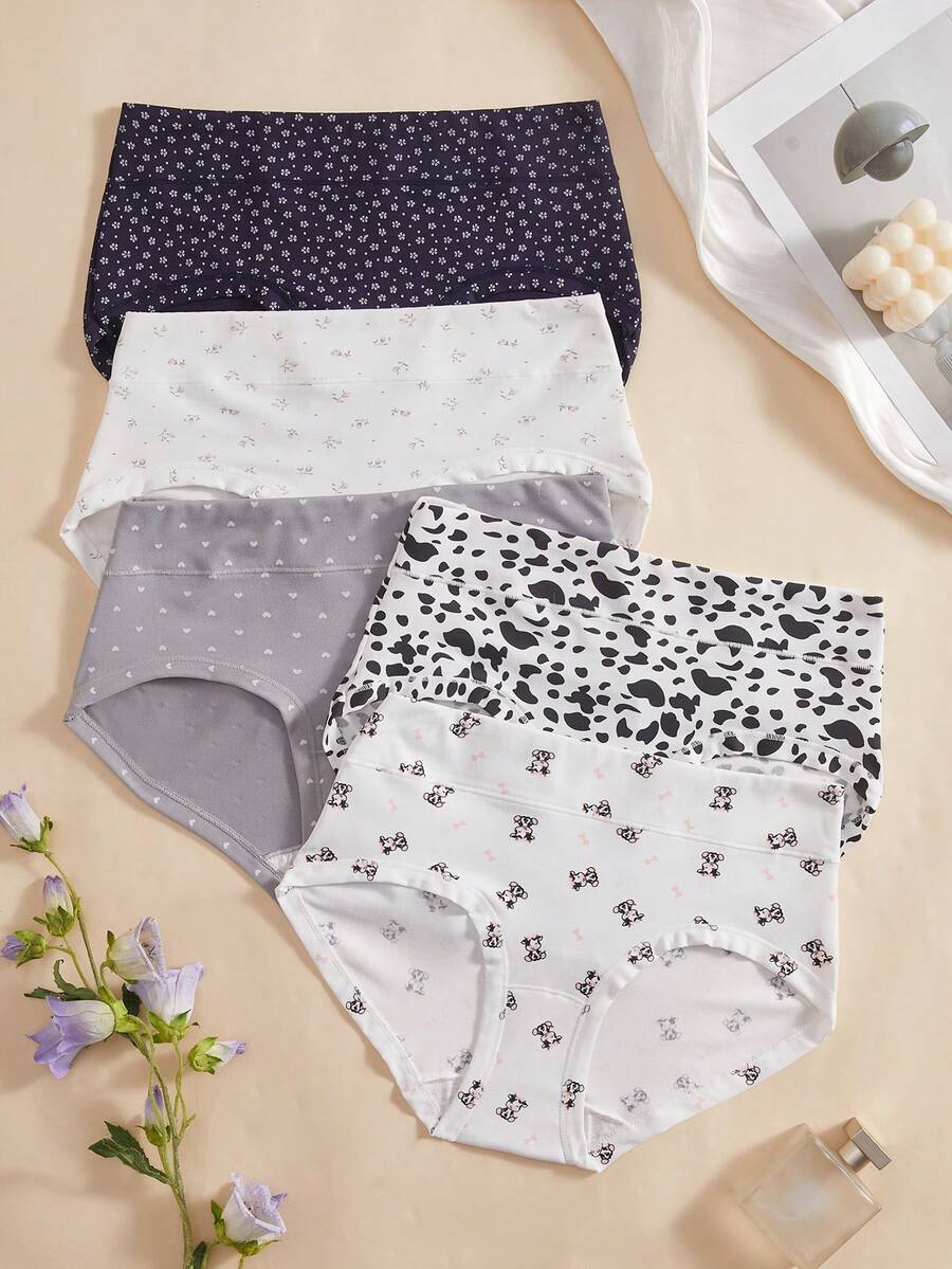 5条/包 女士弹力腰带舒适纯棉三角裤 - 彩色 - 查看 1