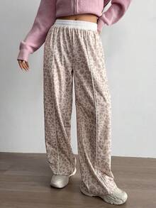 Aidyla 撞色拼接豹纹时尚运动休闲裤 - 彩色 - 查看 6