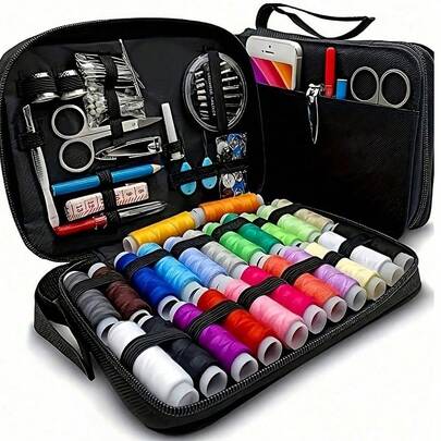 95 Bộ dụng cụ may vá (Màu ngẫu nhiên) - Bộ dụng cụ và phụ kiện may vá toàn diện, bao gồm 24 màu chỉ, kim, kéo, cúc, thước dây, dụng cụ tháo đường may, v.v. - Lý tưởng cho việc sửa chữa nhỏ, sửa chữa khẩn cấp, may vá, đồ thủ công DIY - Hộp đựng đồ may vá du lịch di động, thích hợp sử dụng tại nhà, ngoài trời và khi di chuyển