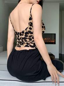 女士修身露背豹纹吊带衫 - 彩色 - 查看 5