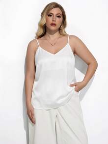 Maija 大码纯色吊带背心，适合夏季、春季、情人节派对、海滩婚礼、度假、休闲、圣帕特里克节、复活节派对等场合。适合海滩、夏季假日、海滩度假、夏季外出、毕业典礼等场合。 - 白色 - 查看 9