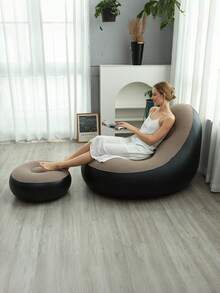 Nuevo sofá hinchable de peluche, diseñado especialmente para personas perezosas, sillón reclinable cómodo para exteriores - café - Ver 2