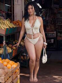 Swim Mod Traje de baño tankini con volantes para mujer de talla grande - Blanco - Ver 4