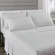Cirelle 3/4-Piece Bed Sheets Set,1Bed Sheet,1Fitted Sheet,1/2Pillowcases With Elegant 3-Line Embroidery - Soft & Silky Hotel Style Bedding - Deep Pocket Fitted Sheets - Wrinkle Free & Machine Washable - White - View 5